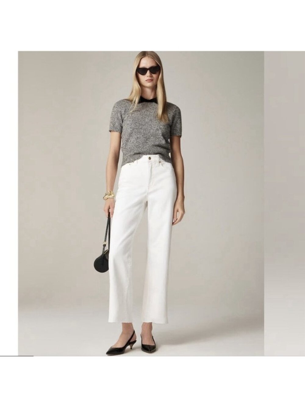 J. Crew '96 Slim Wide Leg Jeans White Raw Hem Size 24 NEW